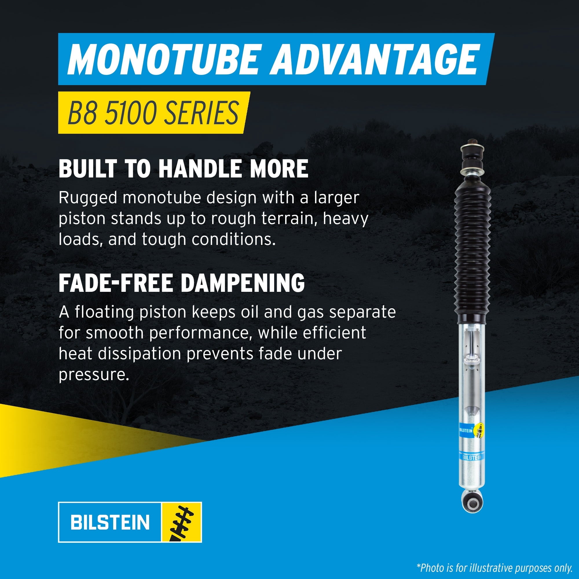 Bilstein Set of Front and Rear B8 5100 Series Shocks Compatible with 2011-2025 Silverado / Sierra 2500 / 3500 HD with 1.5 Front & 0-1 Rear Lift
