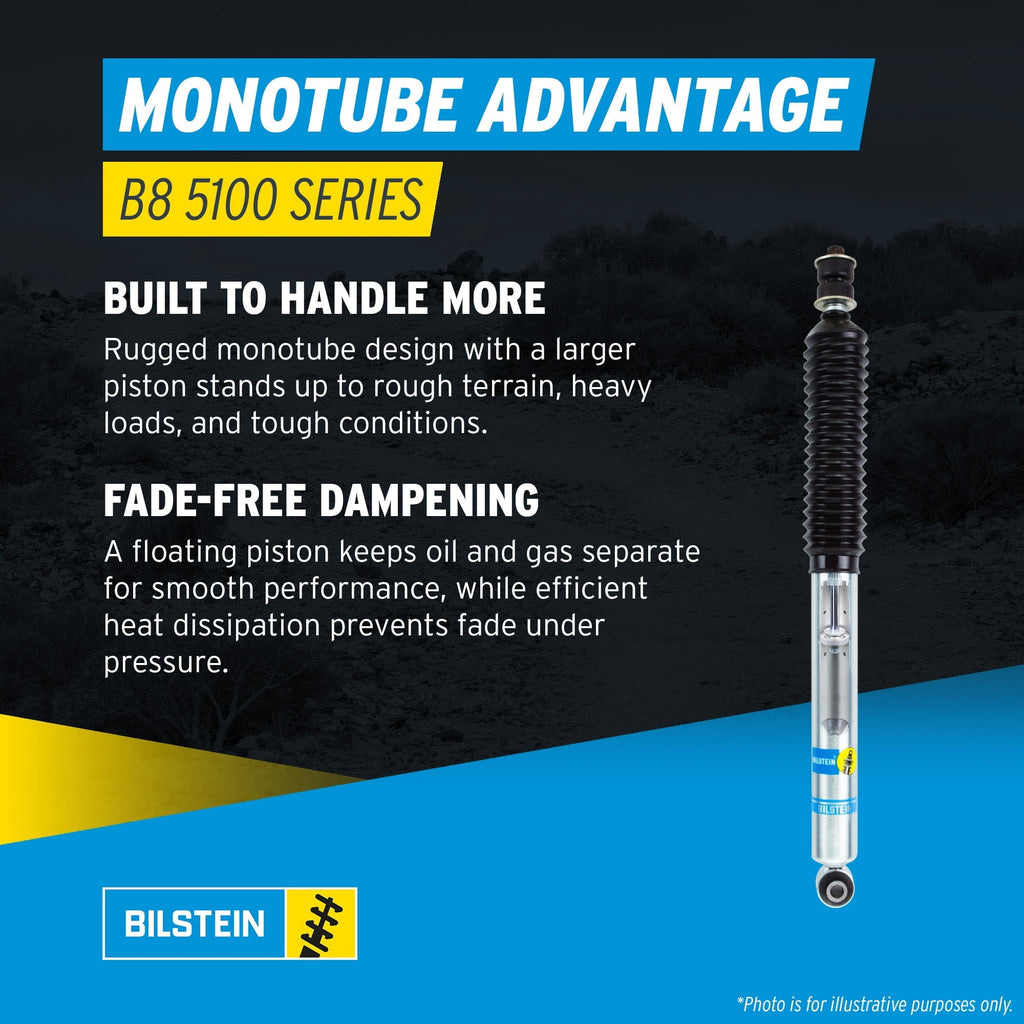 Bilstein Set of Front and Rear B8 5100 Series Shocks with Steering Stabilizer Compatible with 2020-2025 Wrangler with 2-3 Rear Lift